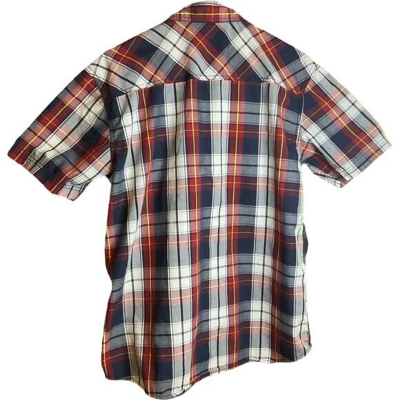 Southpole Mens Red & Navy Plaid Short Sleeve Shirt Button-Down Size M - Picture 3 of 11